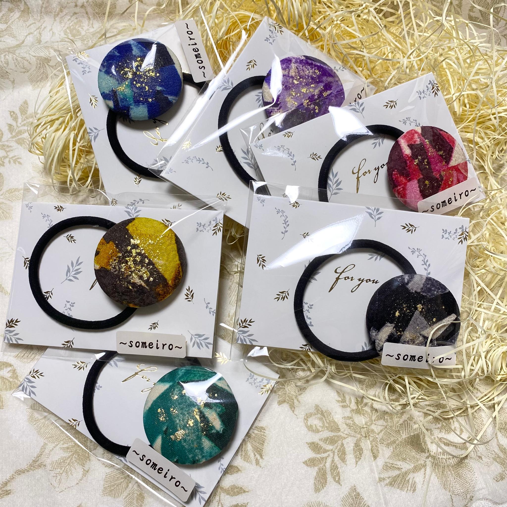 春のヘアアレンジアイテム【宝石シリーズ】選べる宝石カラー💎金箔付きキラキラヘアゴム